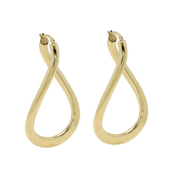 14k Swirl Hoops Earrings Italian 14k Gold Artistic twisted Shape Hoop (#10) - Picture 4 of 9